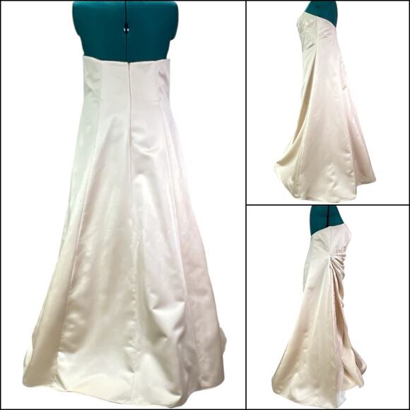 David's Bridal Champagne Beige Wedding Gown Size 18 Altered - Picture 2 of 14